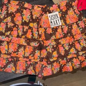 Sister Mary Women's Floral Skort - Brown and Orange